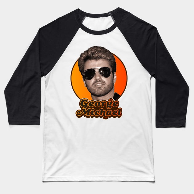 Retro George Michael Tribute Baseball T-Shirt by darklordpug